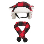 Vibrant Life Pet Beanie Hat and Bandana Set for Dogs and Cats Plaid Sweater Knit