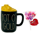 Rae Dunn Pot O' Gold Black Mug with Gold Coins Topper Lid Valentine's Day Gift