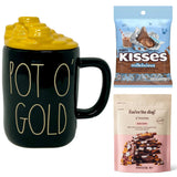 Rae Dunn Pot O' Gold Black Mug with Gold Coins Topper Lid Valentine's Day Gift