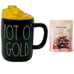 Rae Dunn Pot O' Gold Black Mug with Gold Coins Topper Lid Valentine's Day Gift