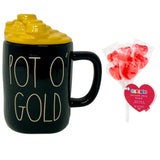 Rae Dunn Pot O' Gold Black Mug with Gold Coins Topper Lid Valentine's Day Gift