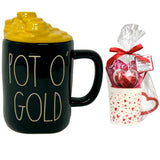 Rae Dunn Pot O' Gold Black Mug with Gold Coins Topper Lid Valentine's Day Gift