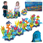 KC Republic Ocean Reef Building Toy Set for Toddlers and Kids Age 3, 4, 5, 6 Year Old Boys  and Girls Stacking Reef Garden Building Toy STEM (125 pcs)