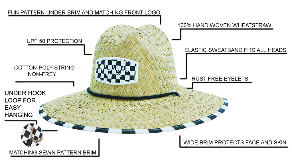 Checkerboard Men's Sun Hat Straw Hat For Beach, Boating, Fishing