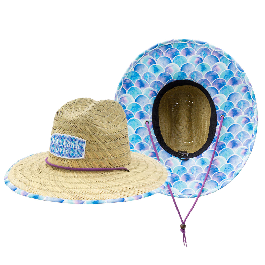 Mermaid Scales Kids Sun Hat Straw Hat For Beach, Boating, Fishing, Wal –  Malabar Hat Company
